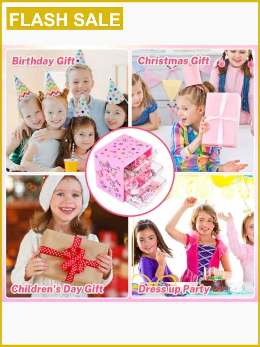 42pc Princess Jewelry Set Rings Earrings Necklace Hair Clips Stickers Toy